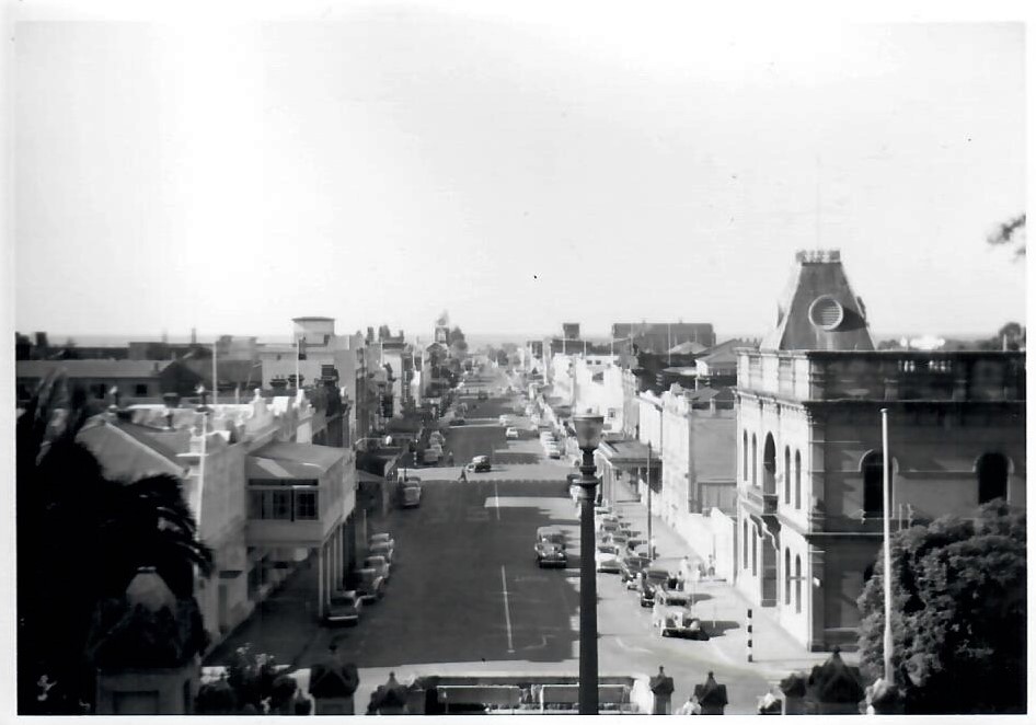 Trafalgar Street in Nelson, as seen from the Church Steps, 1961