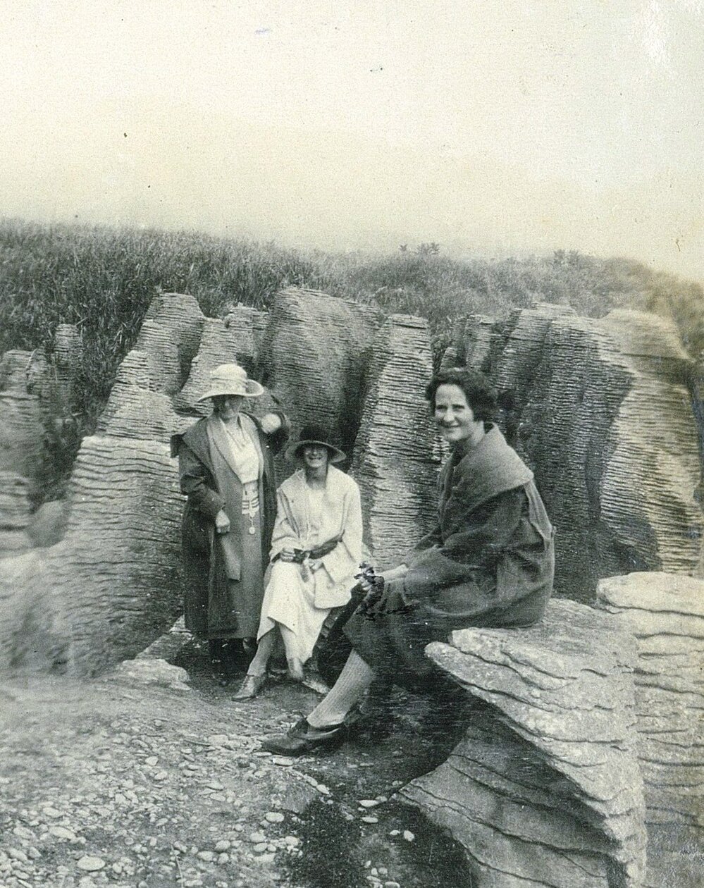 Three women at Pancake Rocks Punakaiki
