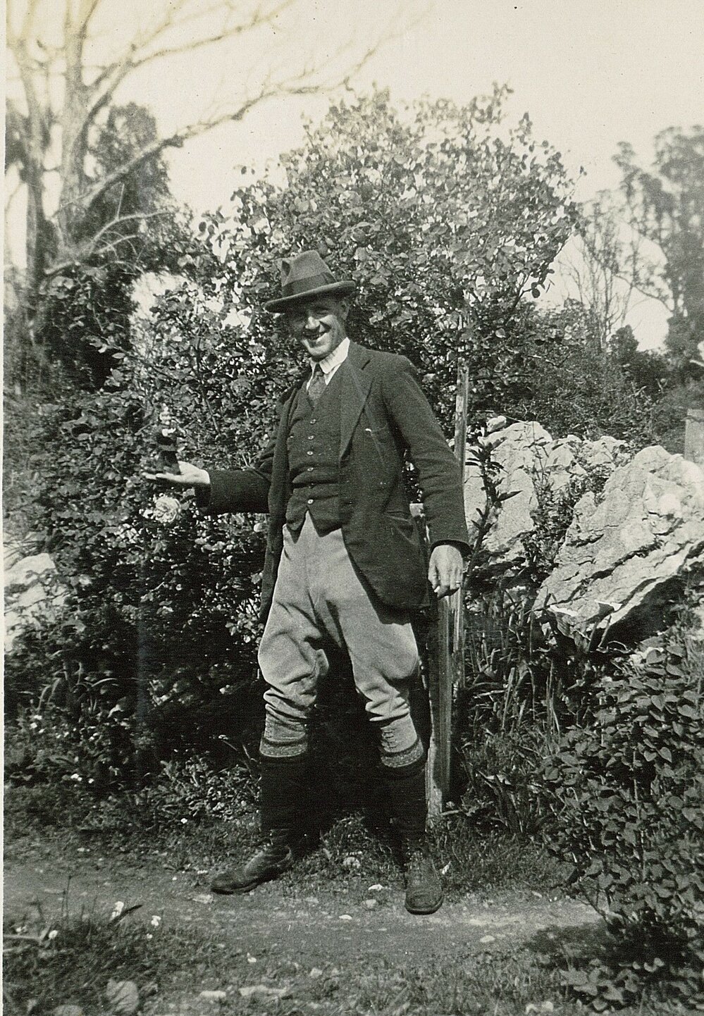 Frank Hayter with gnome 1925
