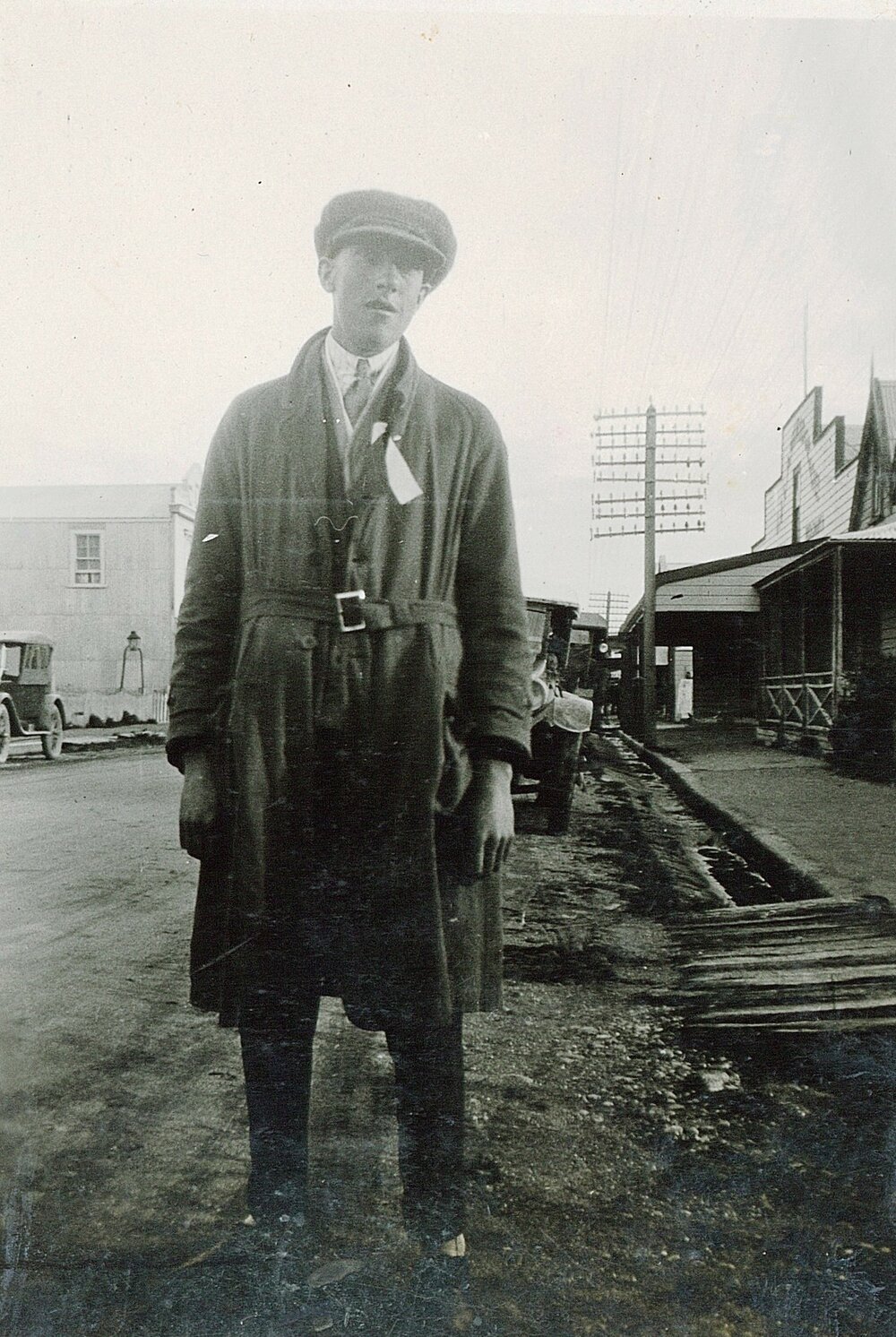 Mick in Commercial Street Tākaka 1925