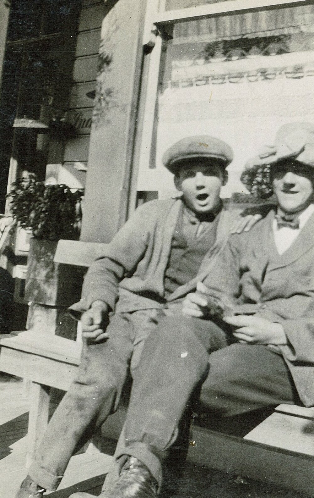 Two young men playing around