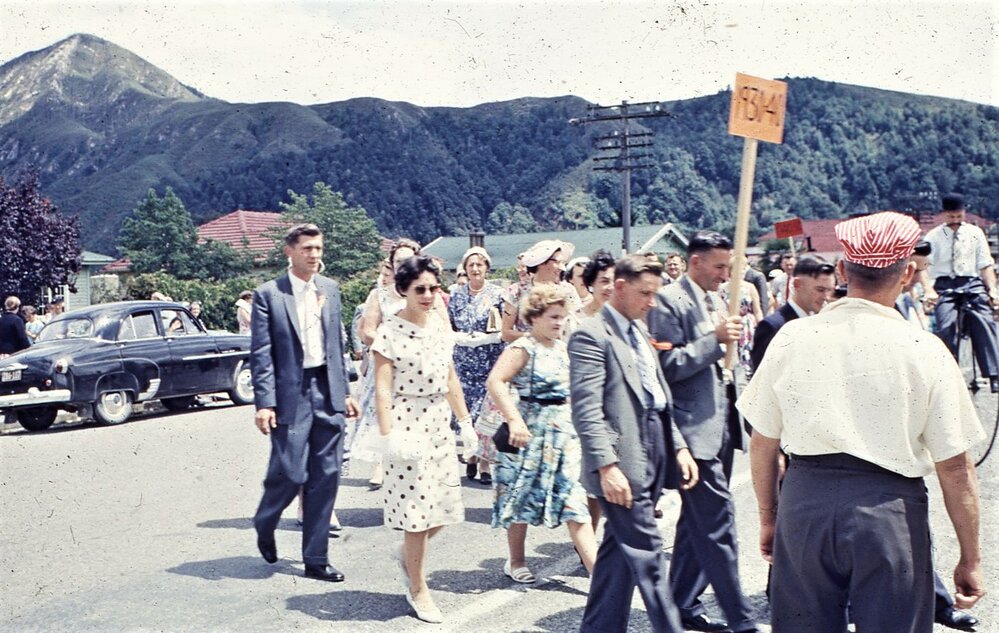 Former pupils march in the parade