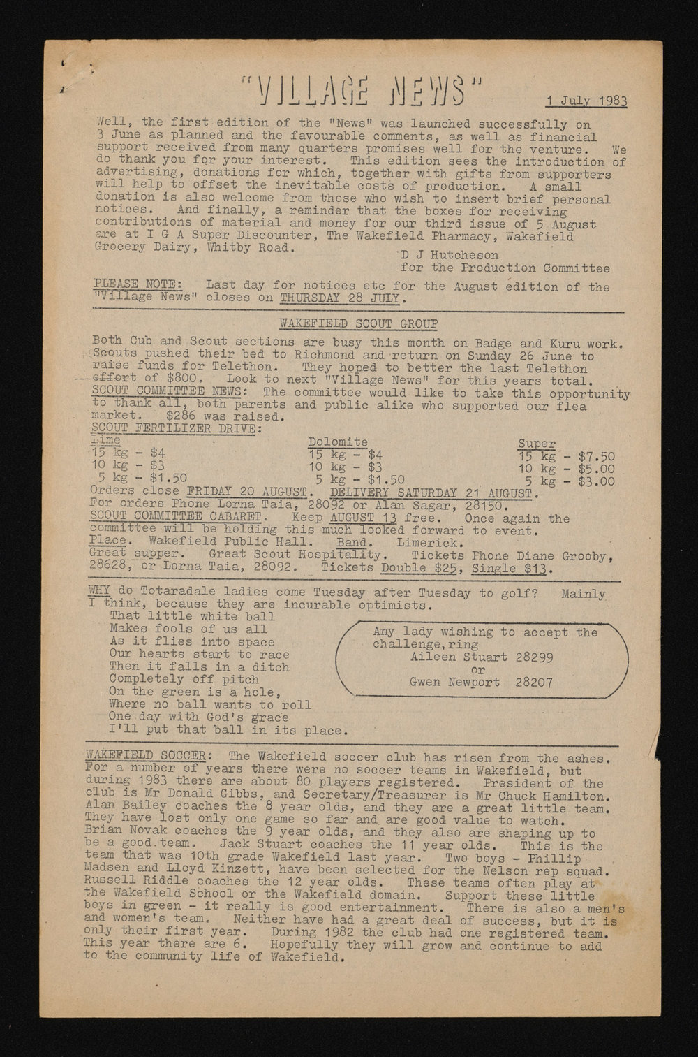 Village News 1983 July