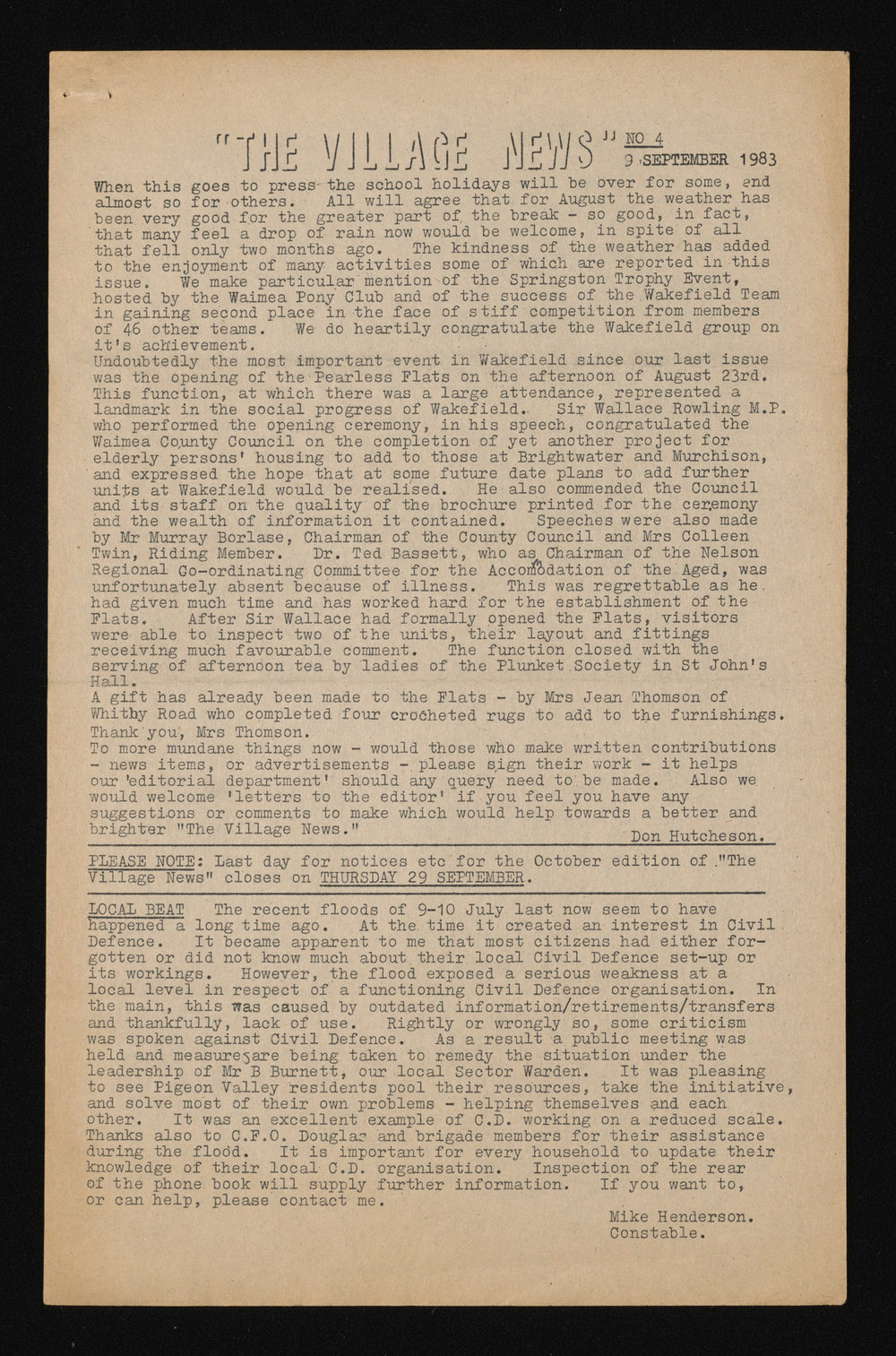 Village News 1983 September