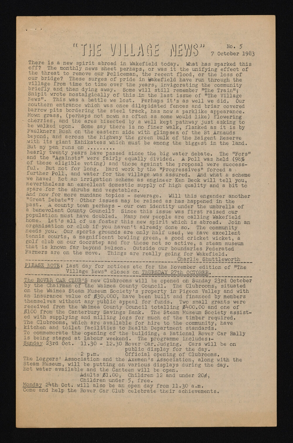 Village News 1983 October