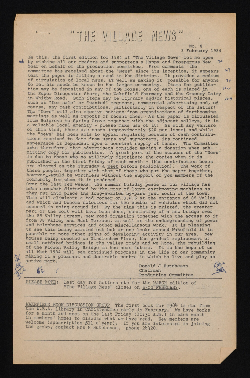 Village News 1984 February