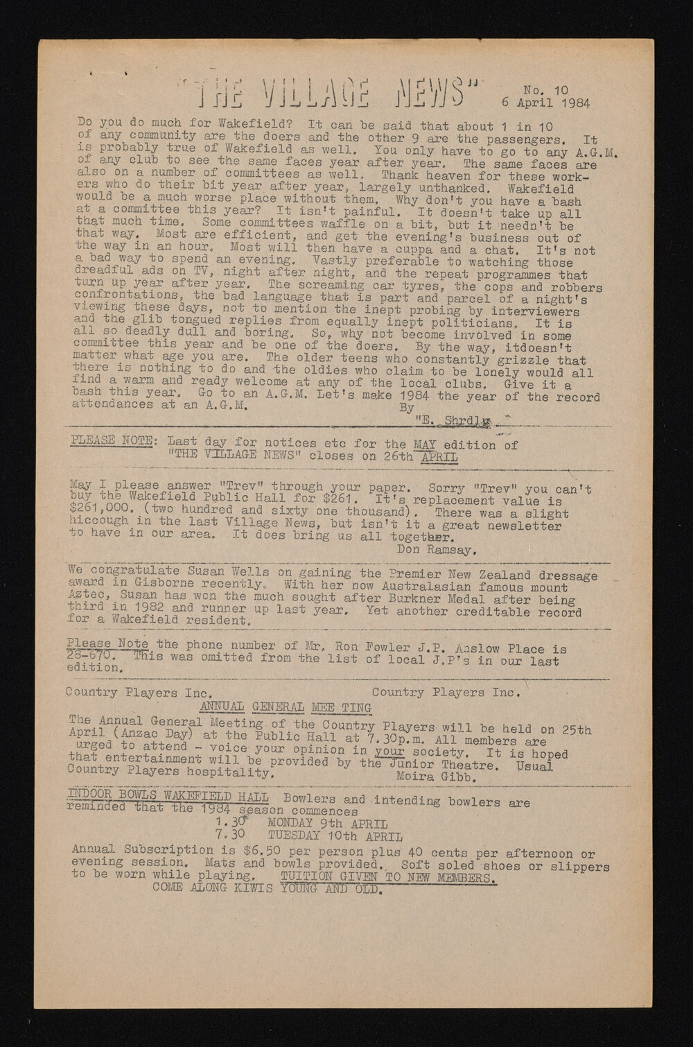 Village News 1984 April