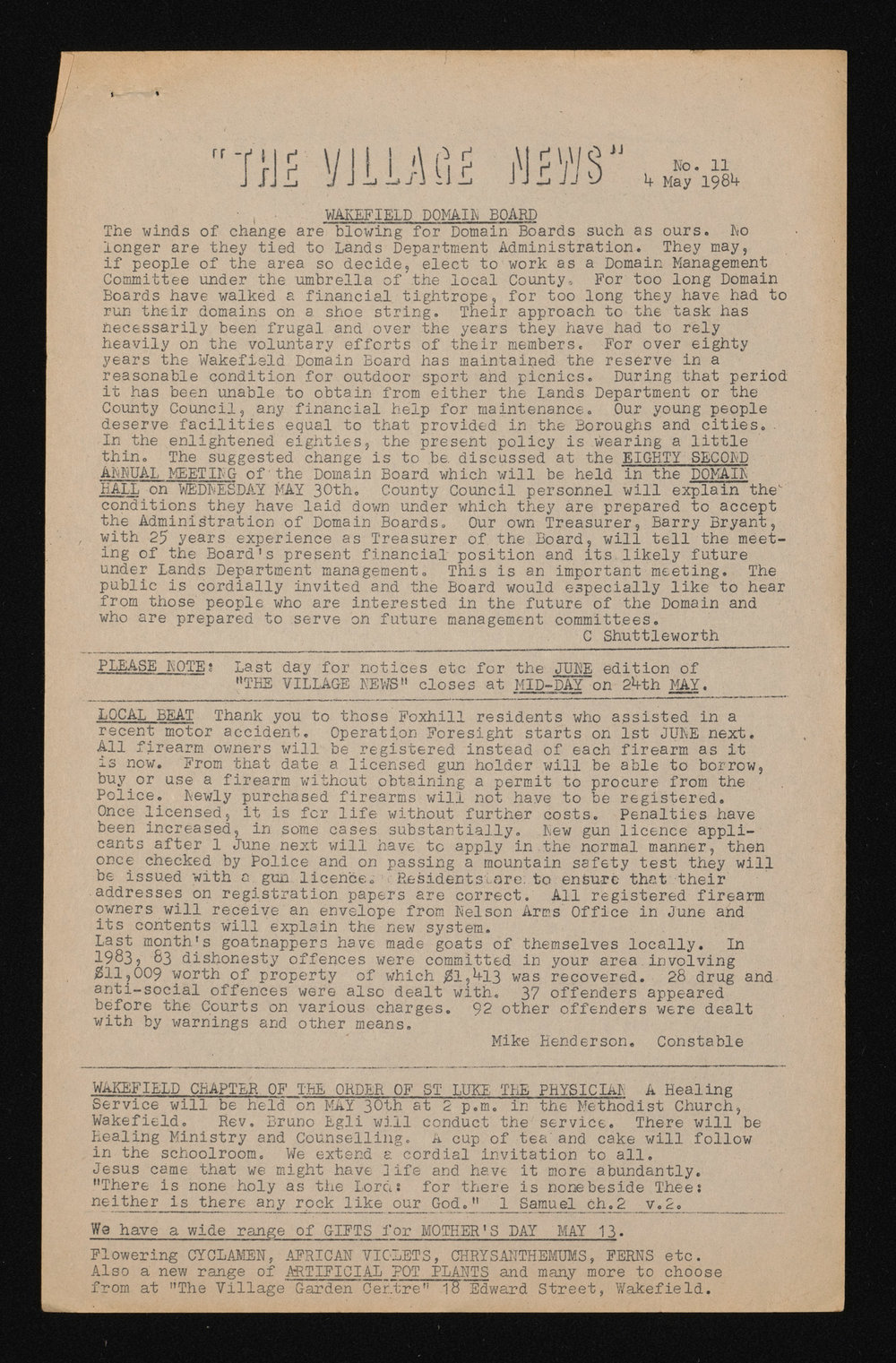 Village News 1984 May