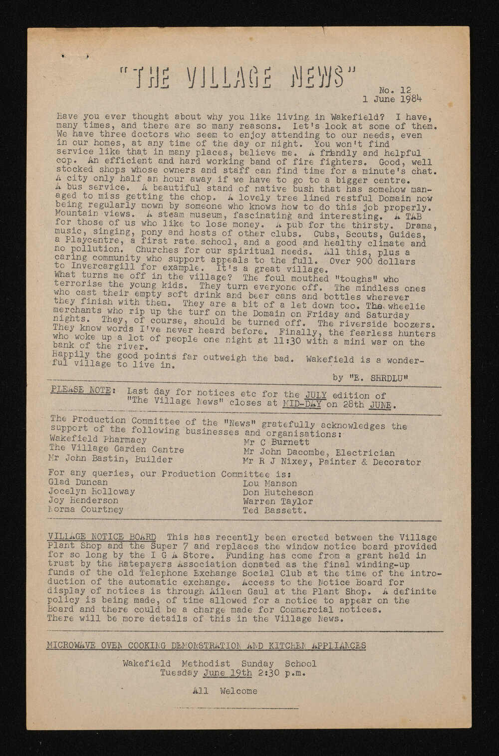 Village News 1984 June