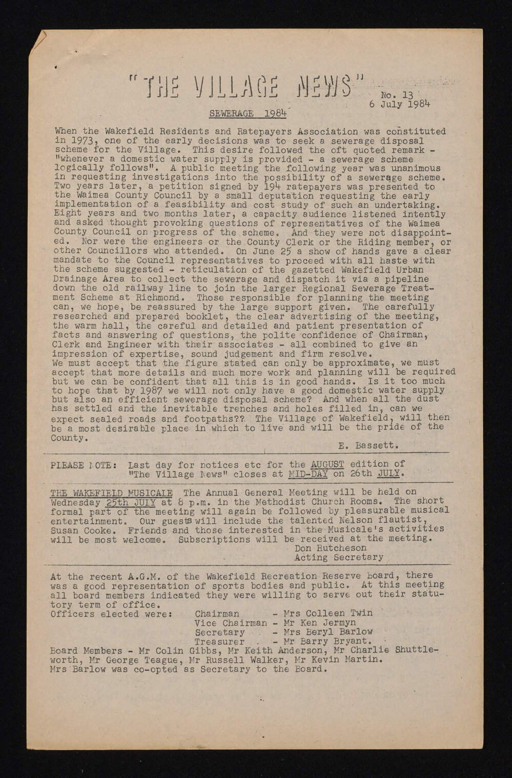 Village News 1984 July