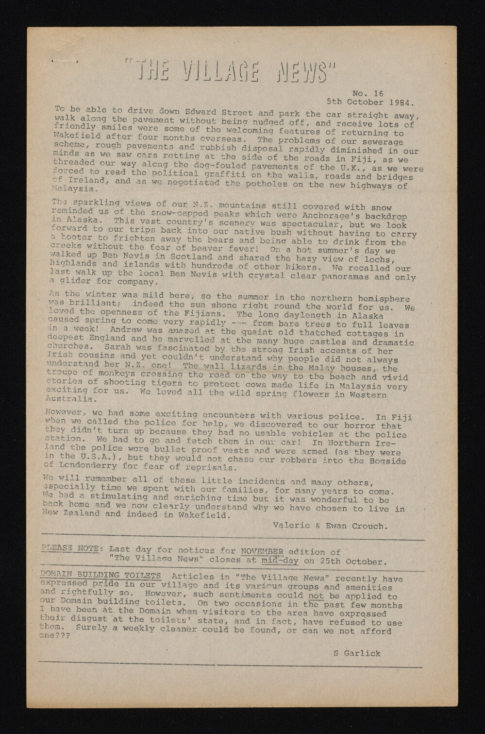 Village News 1984 October