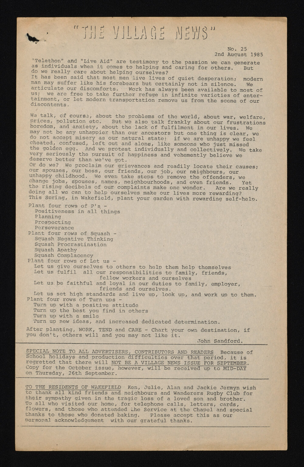 Village News 1985 August