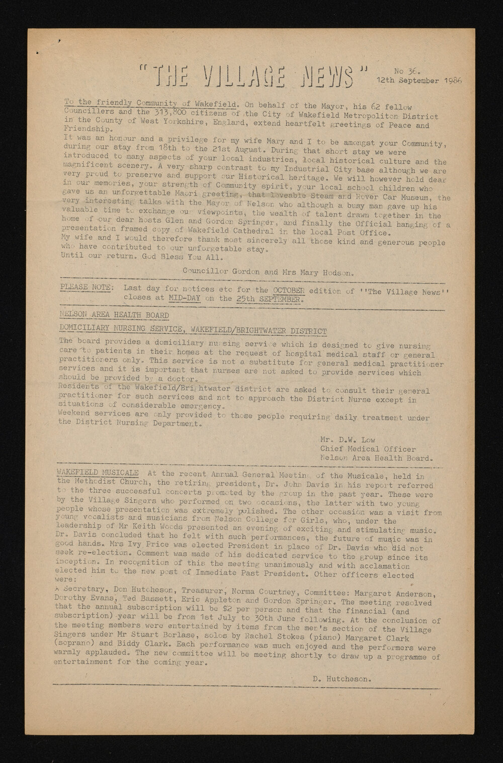 Village News 1986 September