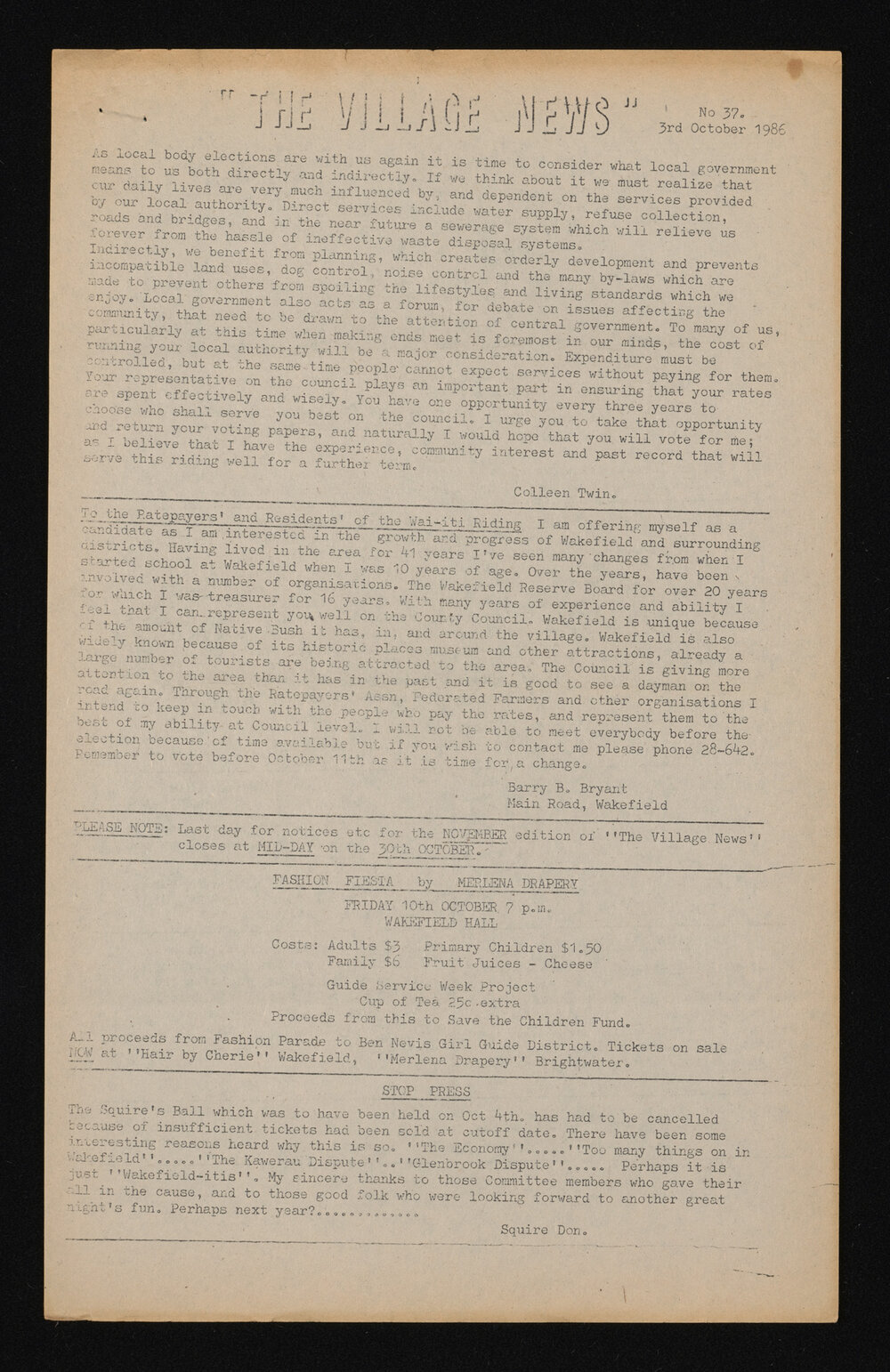 Village News 1986 October