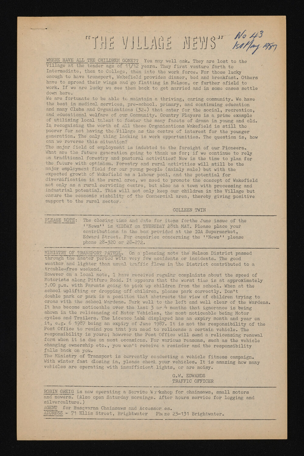 Village News 1987 May