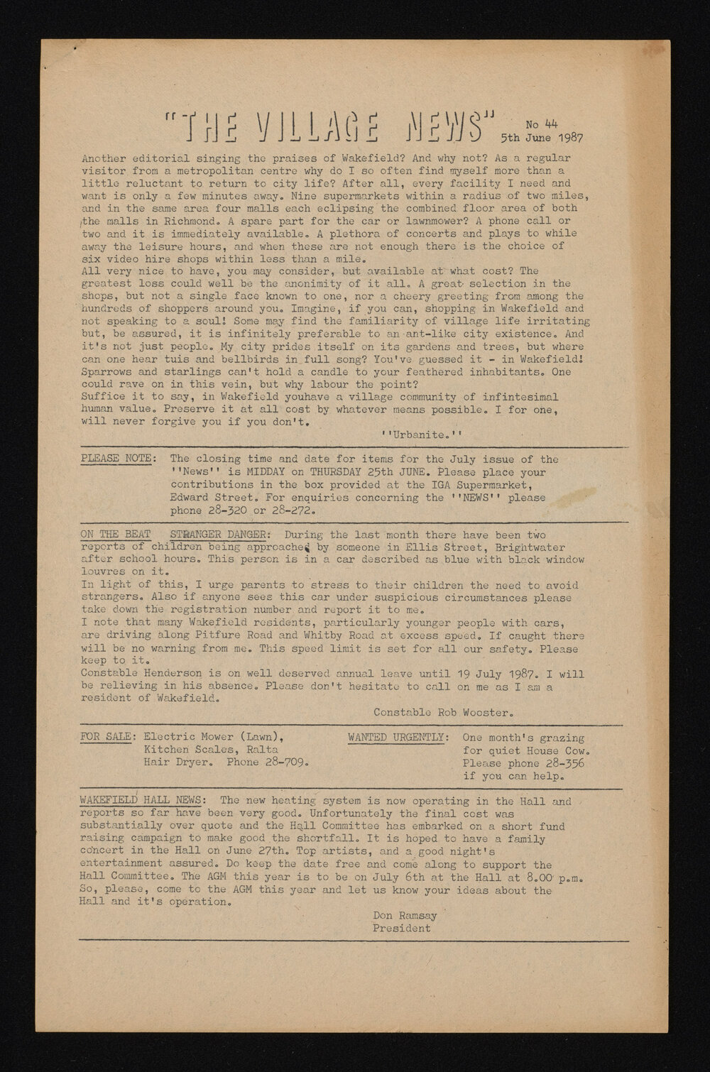 Village News 1987 June