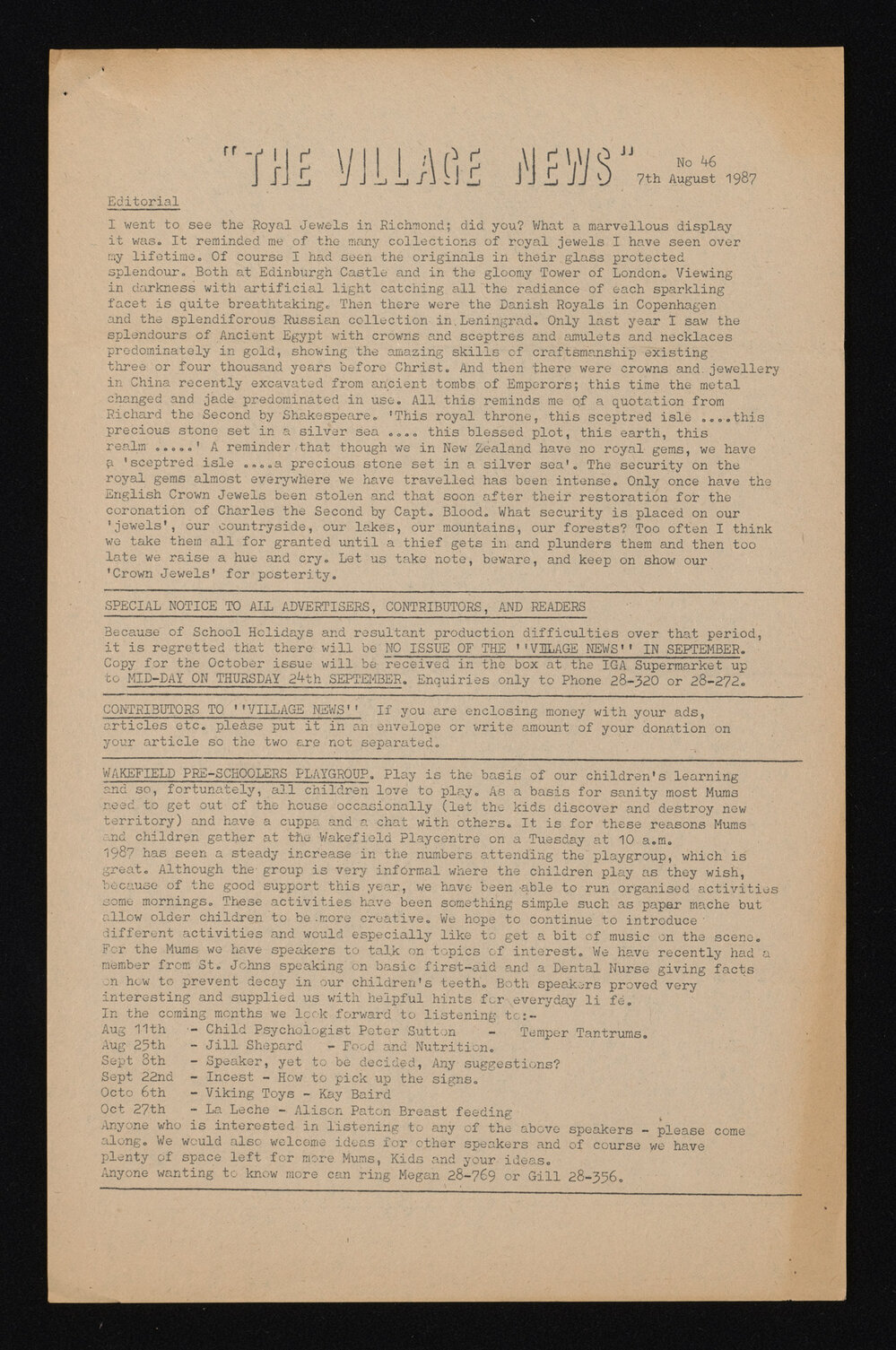 Village News 1987 August