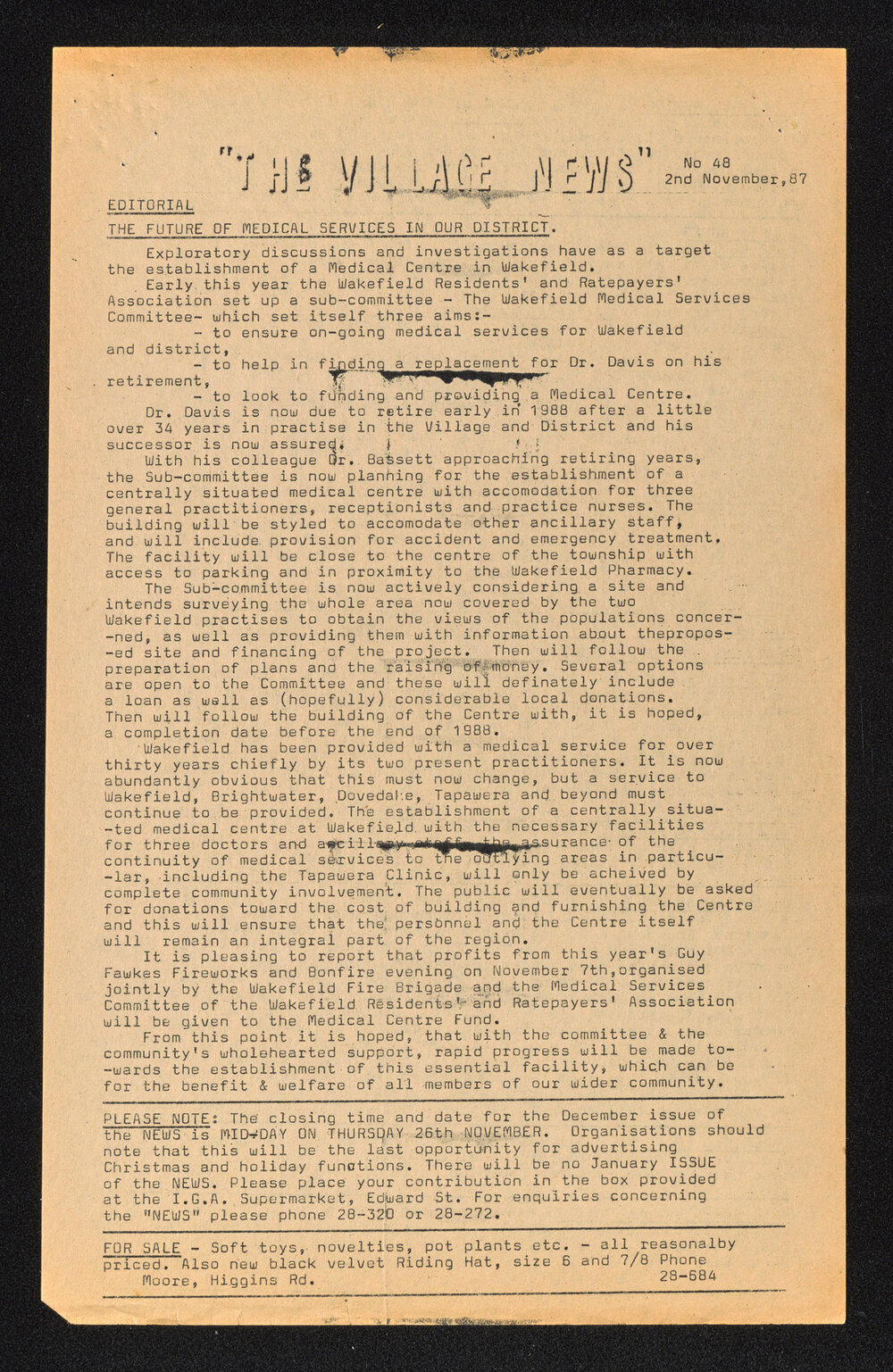 Village News 1987 November