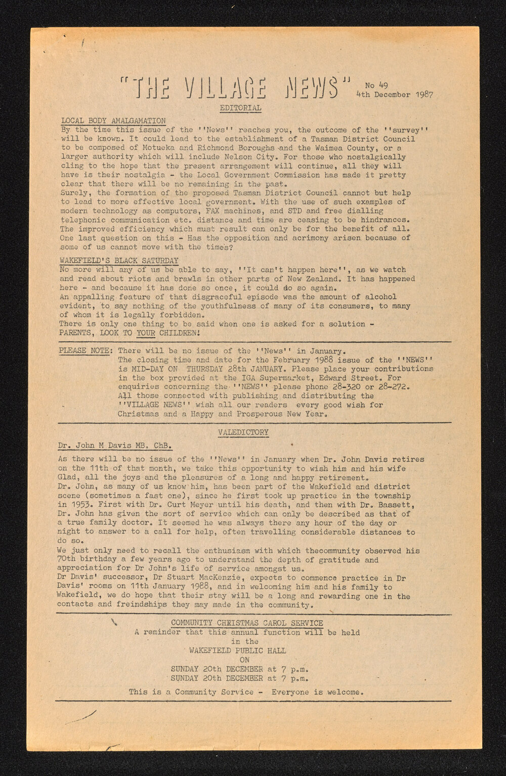 Village News 1987 December