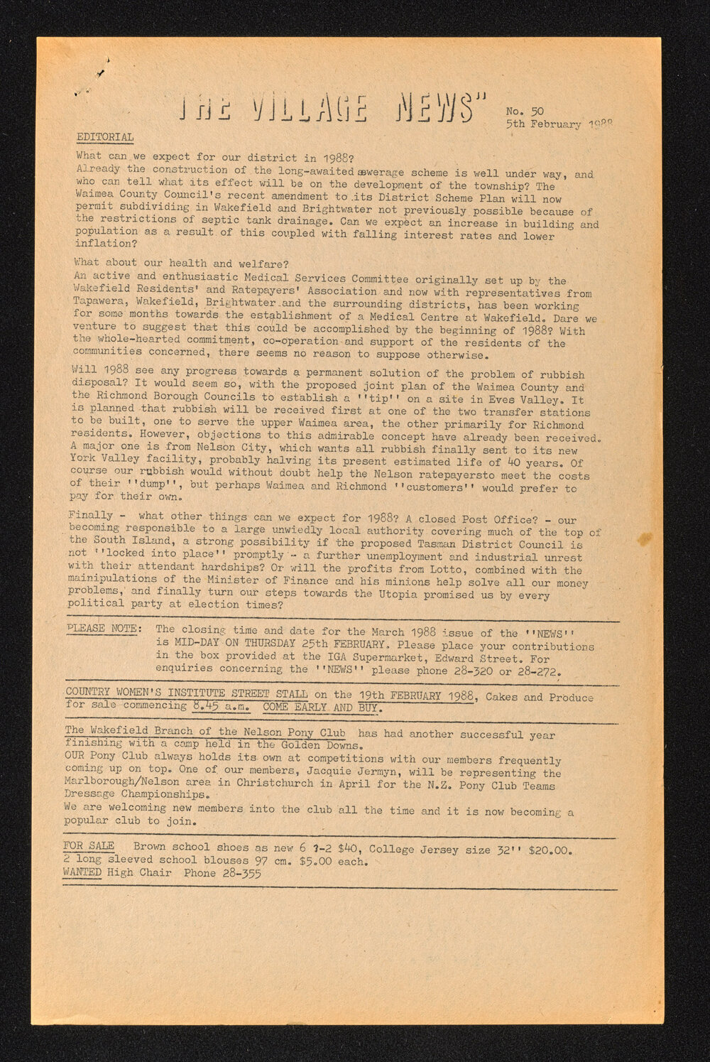 Village News 1988 February