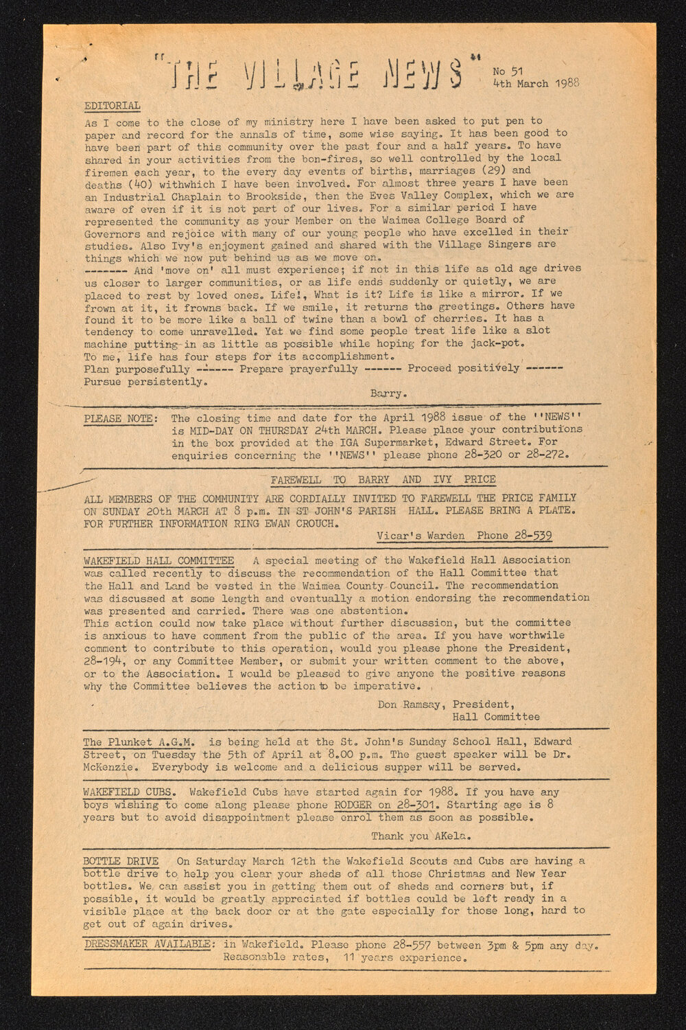 Village News 1988 March