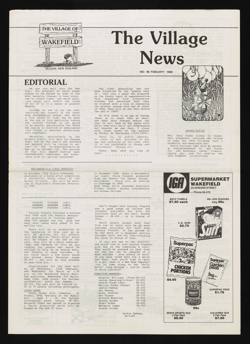 Village News 1989 February