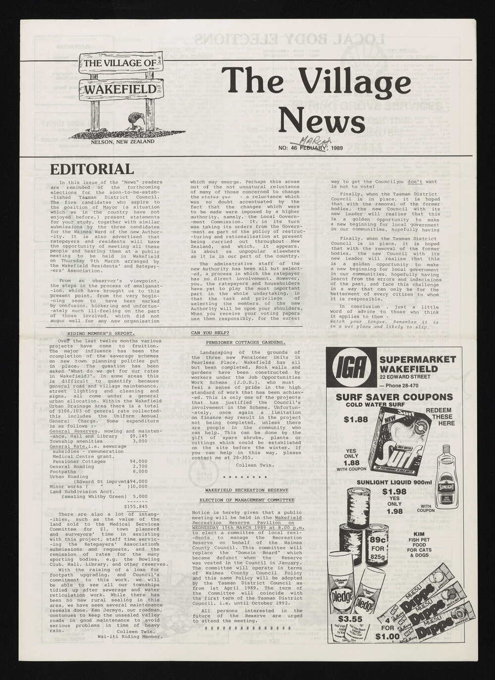 Village News 1989 March