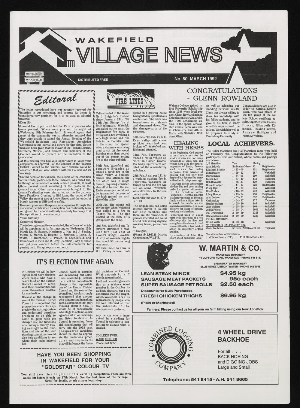 Village News 1992 March