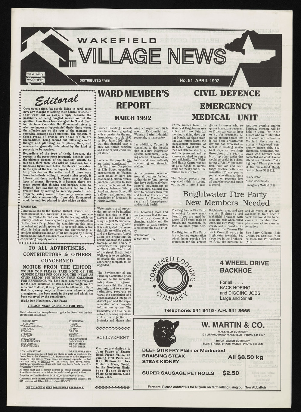 Village News 1992 April