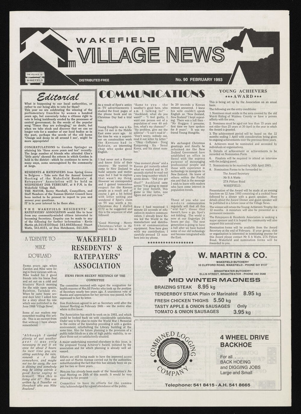 Village News 1993 February