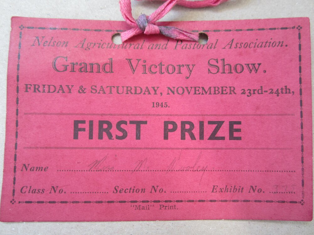 First prize exhibit card 