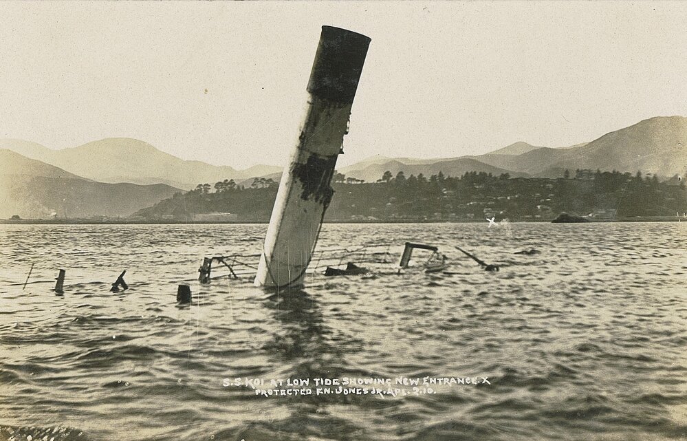 SS Koi sunk with mark showing new entrance 