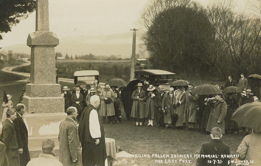 Trumpet player at the unveiling service at Kōhatu Memorial