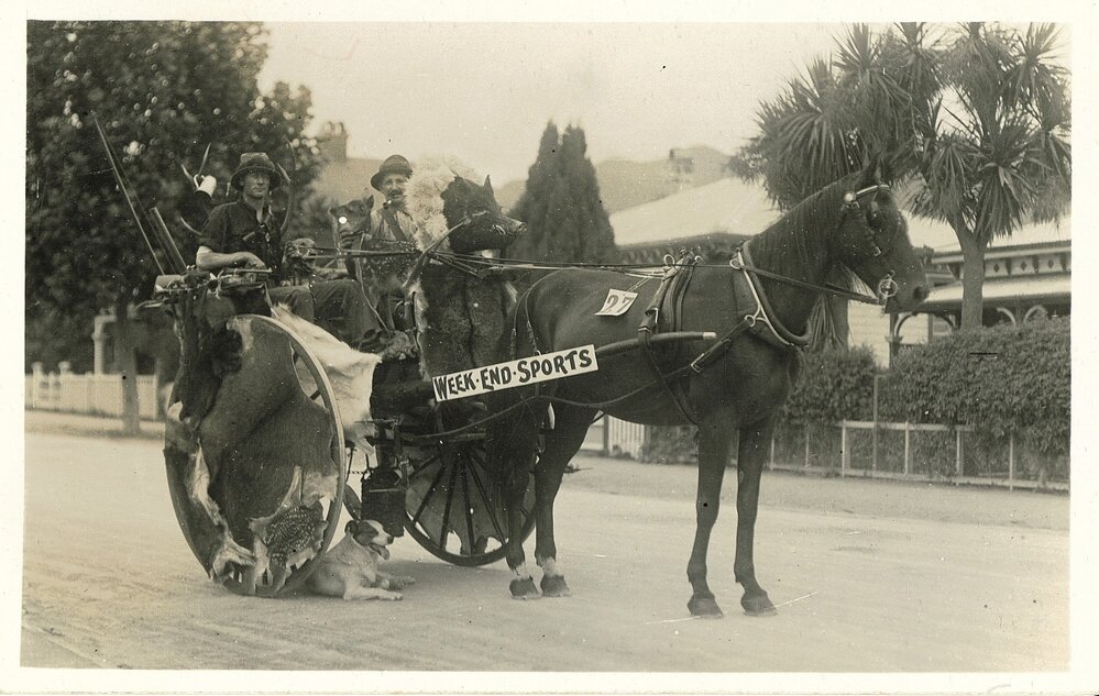 Hunter's float with dead pig