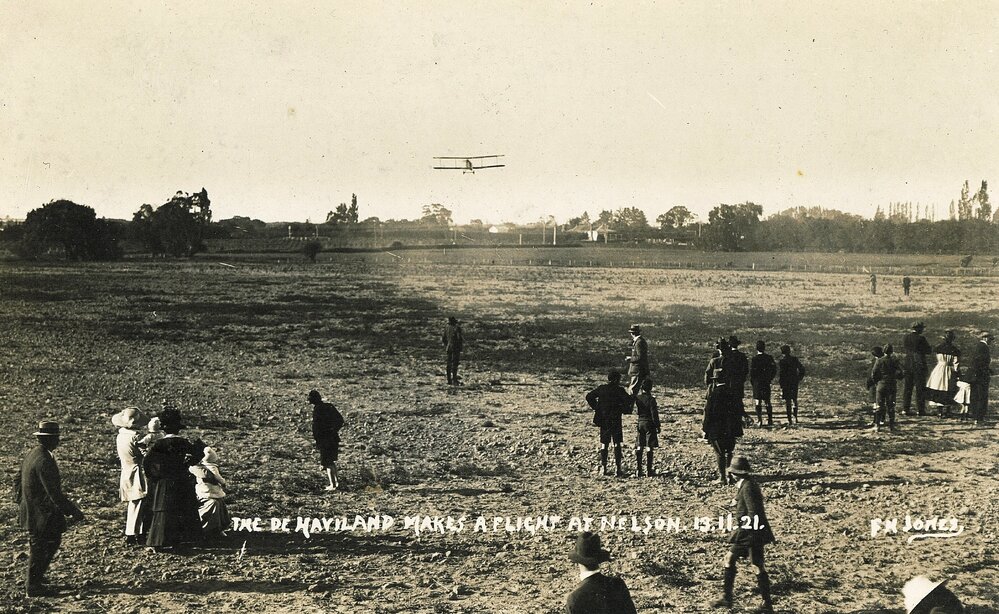 De Haviland makes a flight at Nelson
