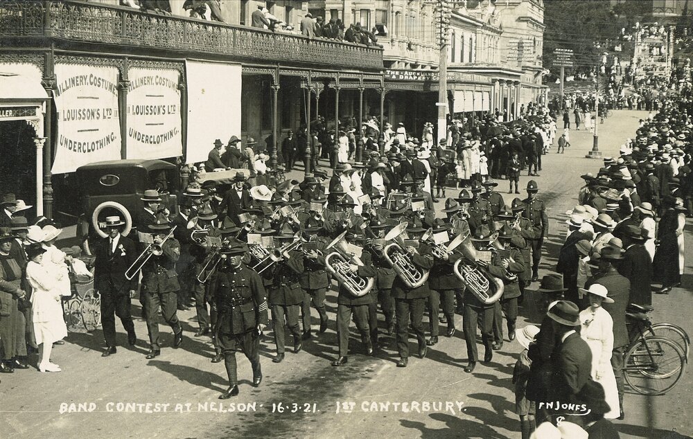 Brass band contest in Trafalgar Street Nelson 