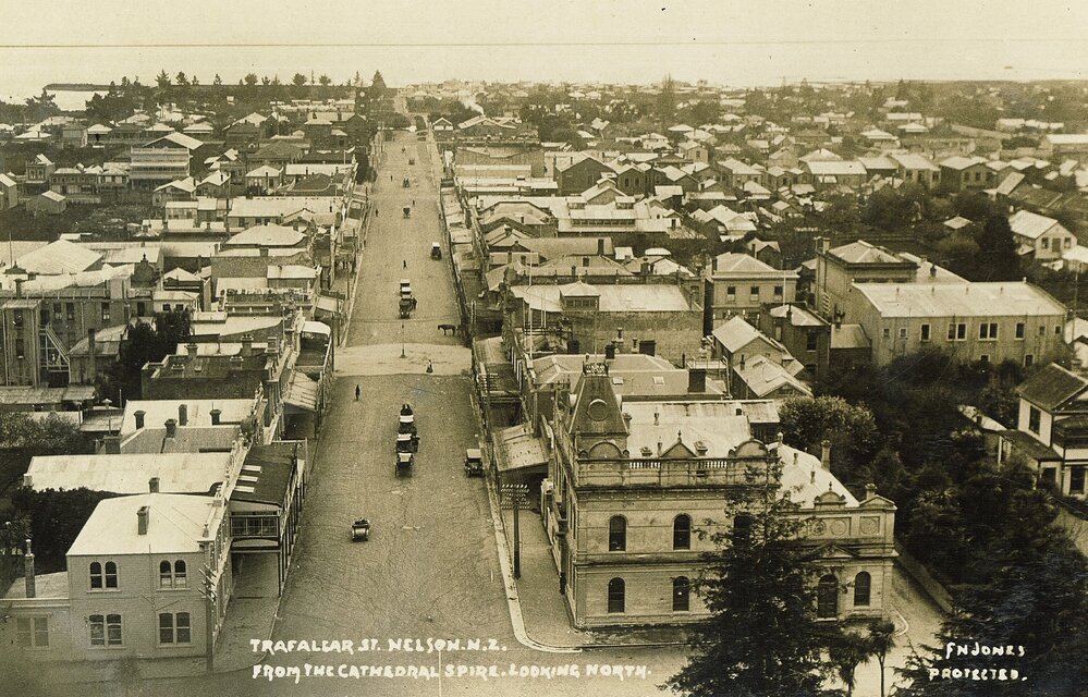Buildings along Trafalgar Street Nelson 1900s