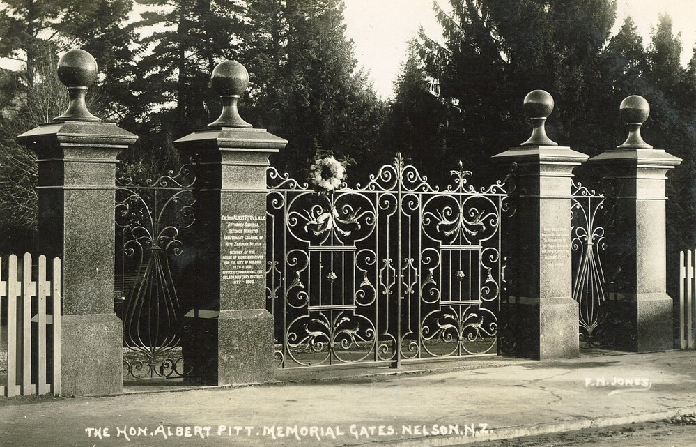 Albert Pitt memorial gates at Queen's Gardens Nelson