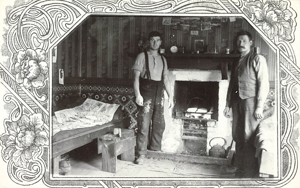 Cooking in the fireplace at Puponga