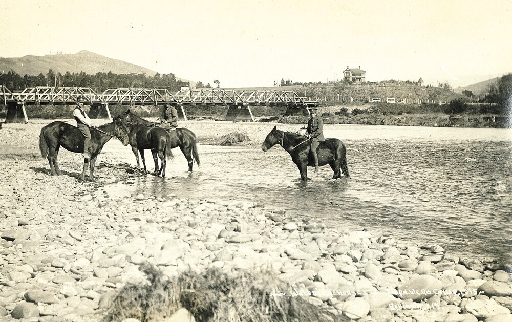 Watering horses at Tapawera Military Camp