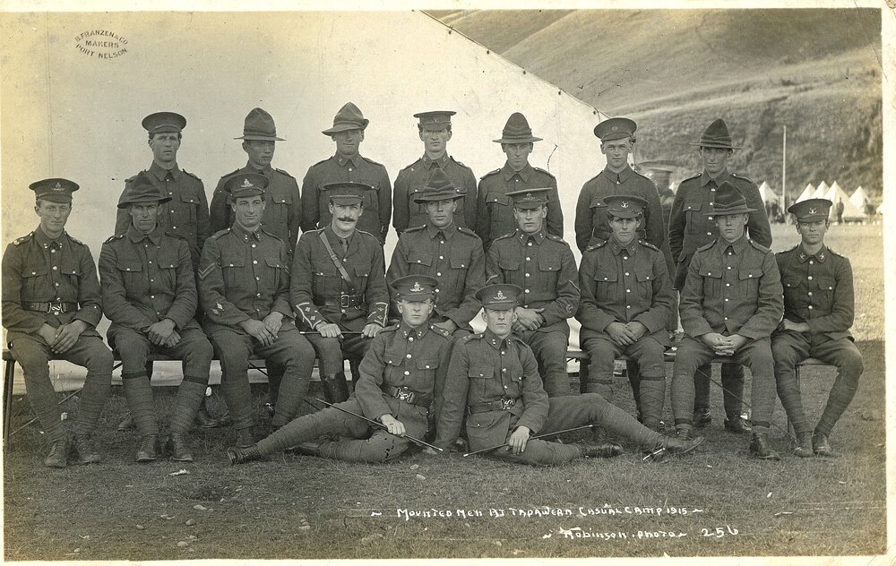 Mounted men at Tapawera Camp 1915