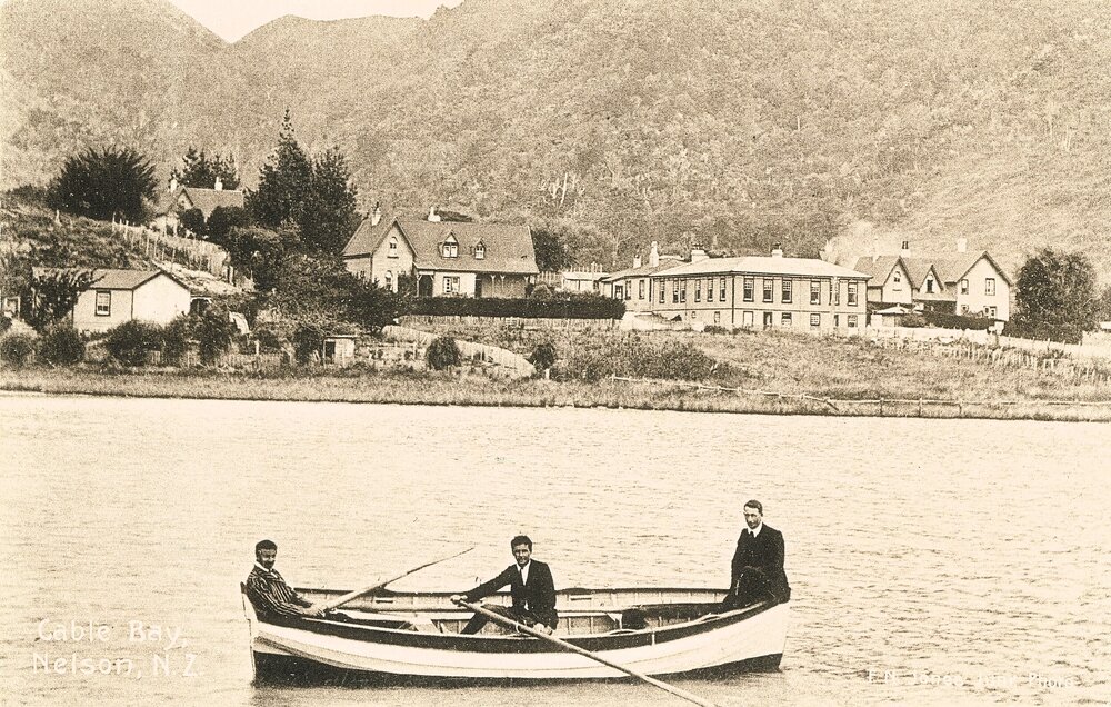 Men in a boat at the Cable Station