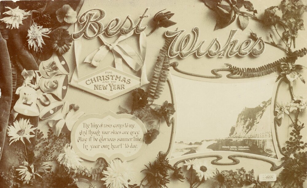 Floral postcard with best wishes for Christmas