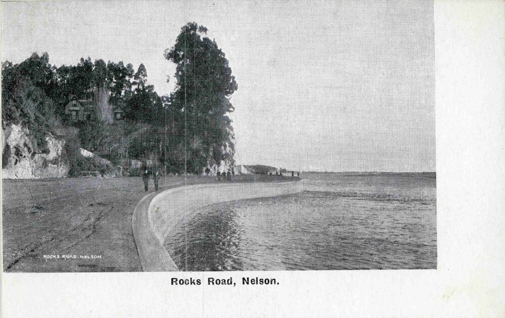 People walking down Rocks Road