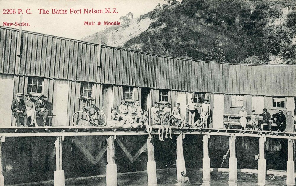 People swimming at the baths