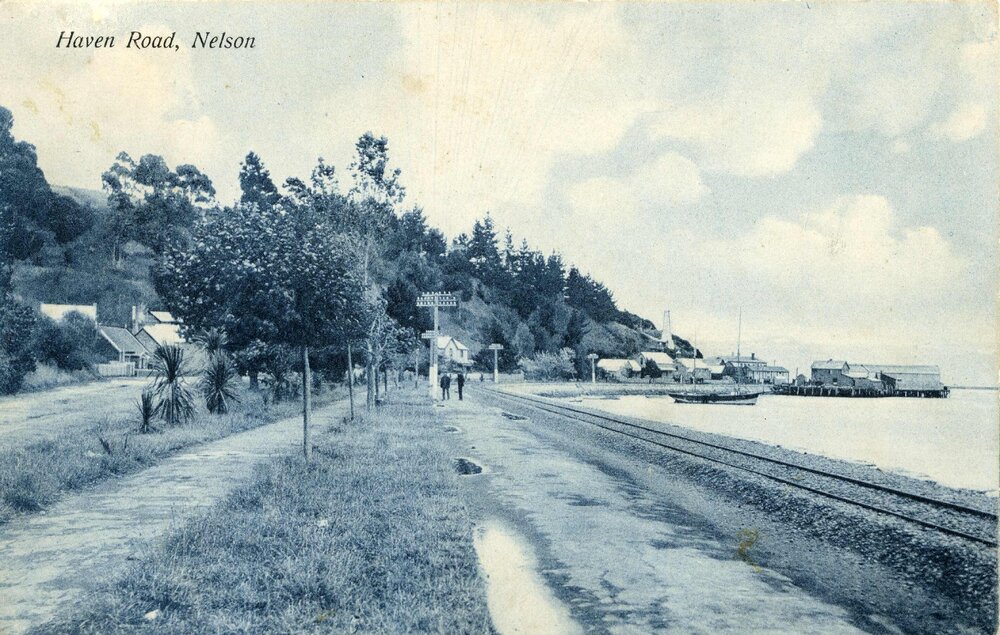 People standing on Haven Road