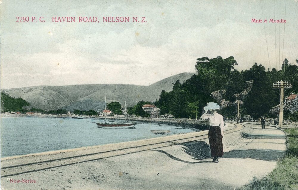 Woman walking down Haven Road