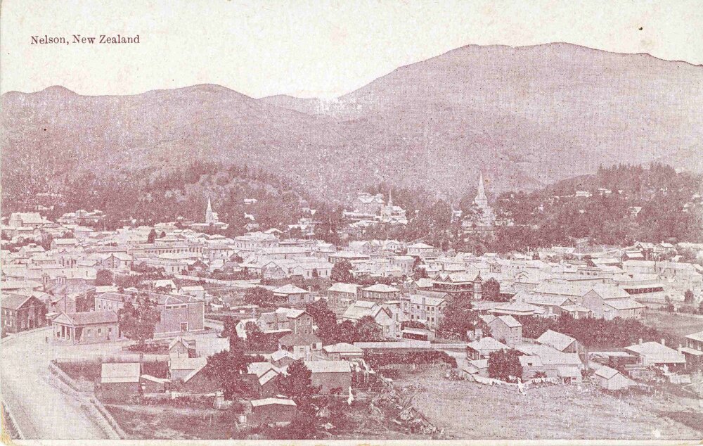 Three postcards with identical views of Nelson