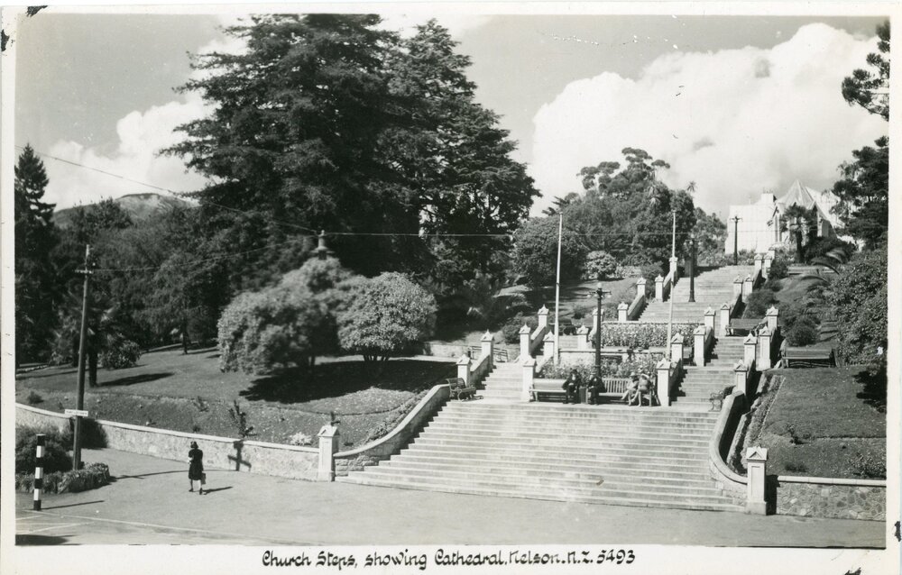 Church steps and Nelson cathedral