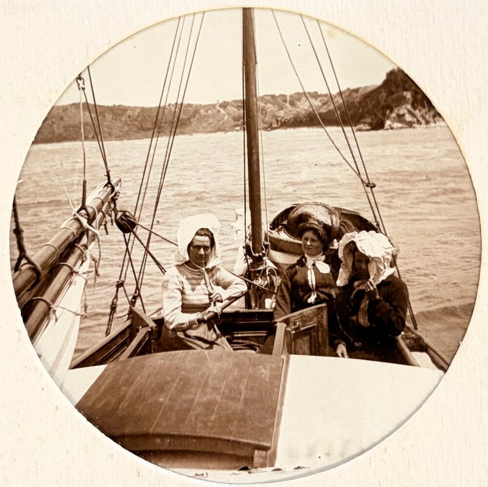 Skipper at the helm of her yacht